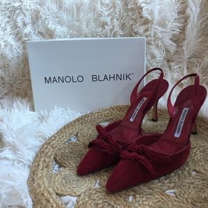 Vintage Manolo Blahnik Red Suede Slingback EU42